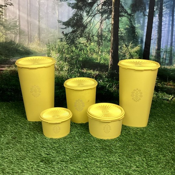 Vintage Tupperware Containers Sunburst Yellow (5)